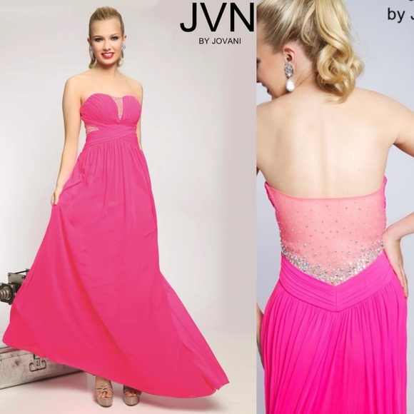 JVN By JOVANI Women’s 8 Navy Rhinestones Ruched Strapless Empire Gown #JVN21713A - Picture 16 of 16